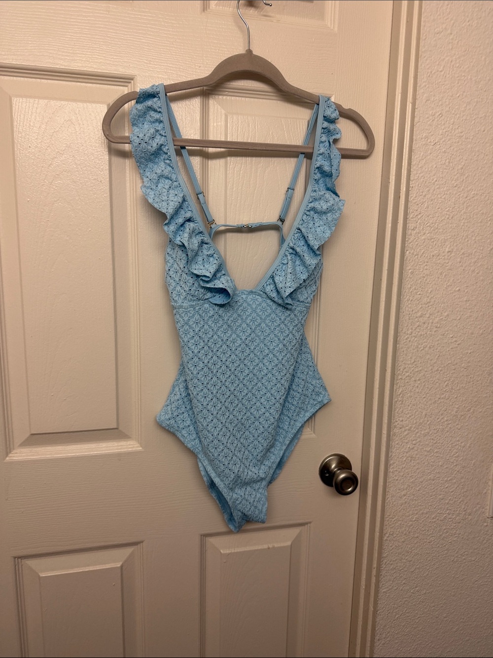Betsey johnson Ruffled Light Blue One-Piece Swimsuit